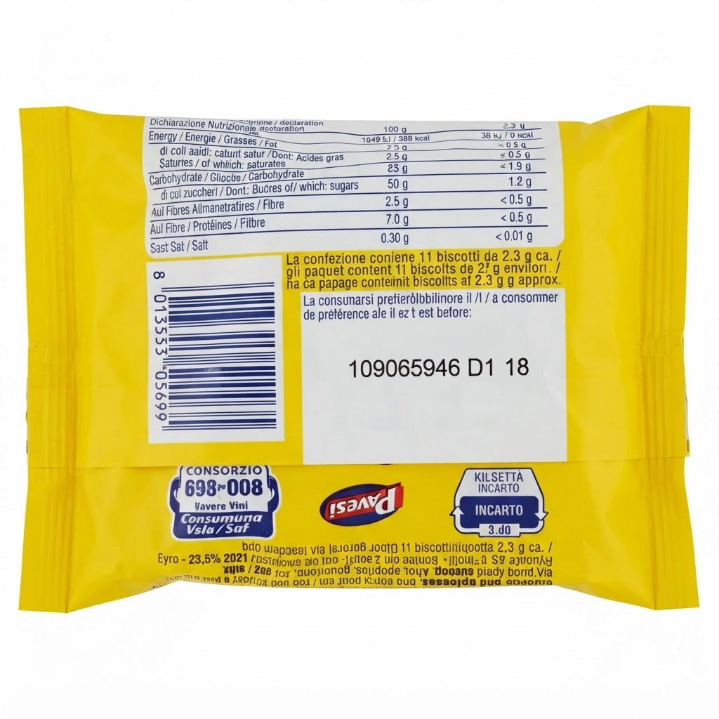 Pavesini Pavesi Monoporzione – 20 Confezioni da 25 g, 220 biscotti