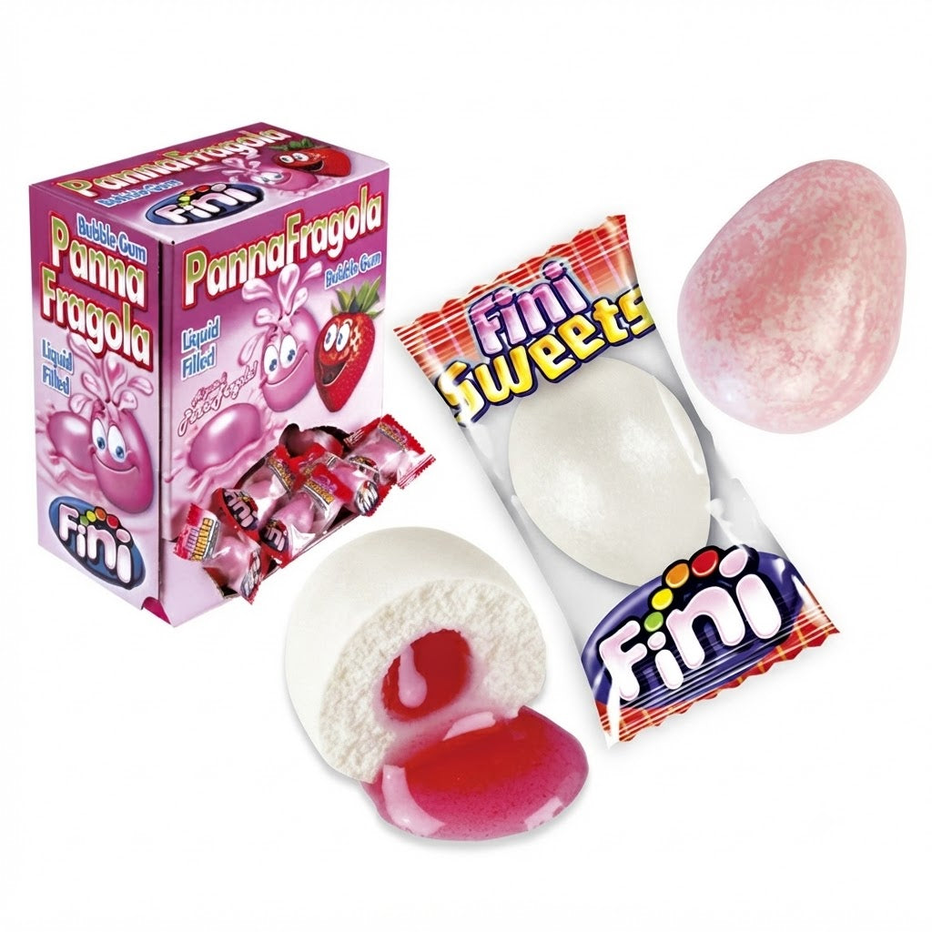 Fini Panna e Fragola Bubble Gum Ripiene – Box da 200 Pezzi