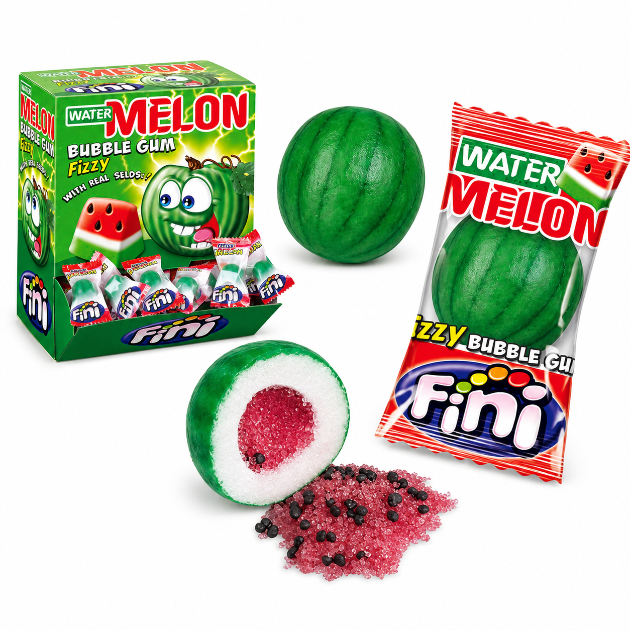 Fini Watermelon Bubble Gum Anguria Frizzante – Box da 200 Pezzi