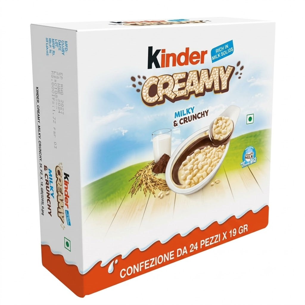 Kinder Creamy Milky & Crunchy con Riso Croccante – 24 Pezzi, 456 g
