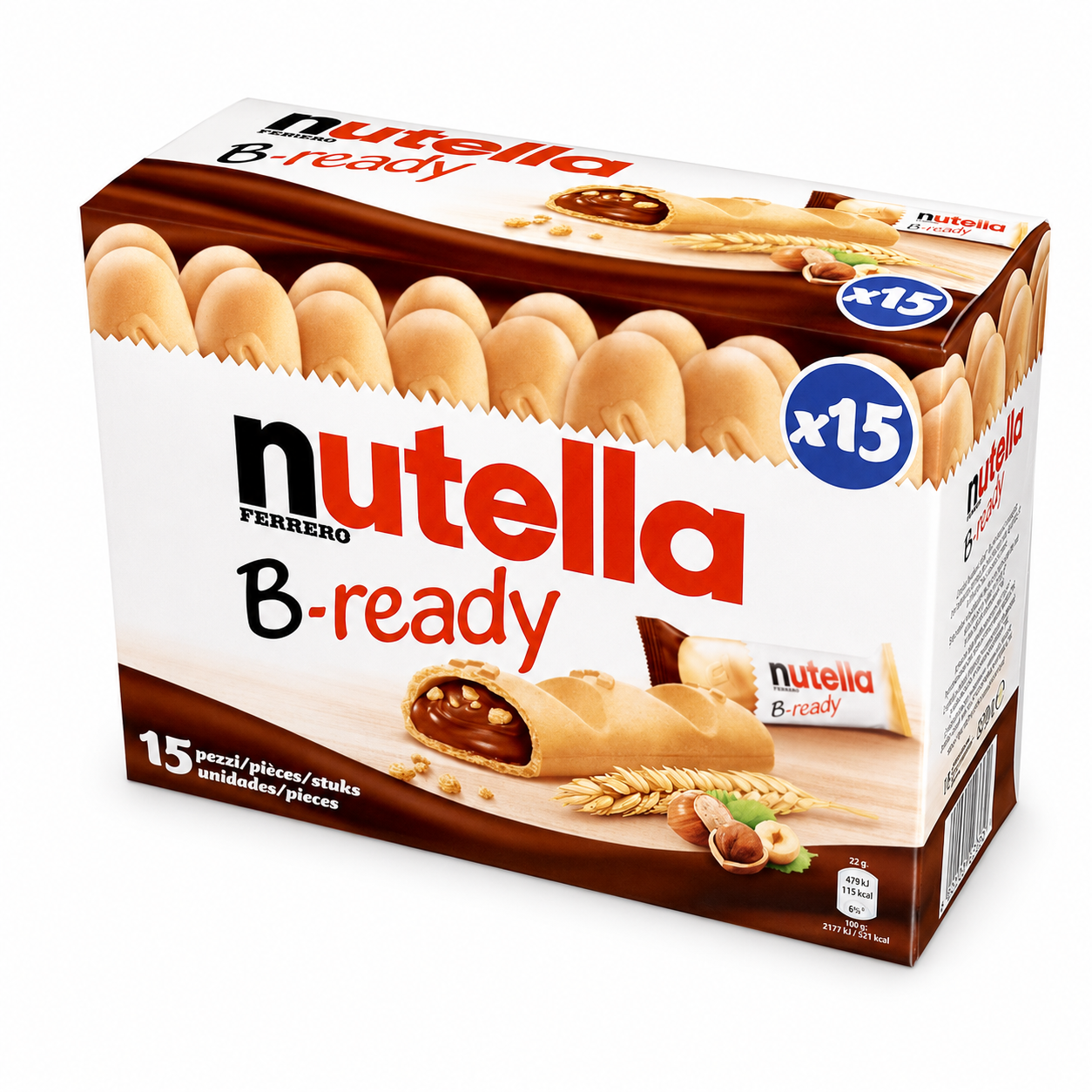Nutella B-ready Wafer Ripieno alla Nutella – 15 Snack da 22 g