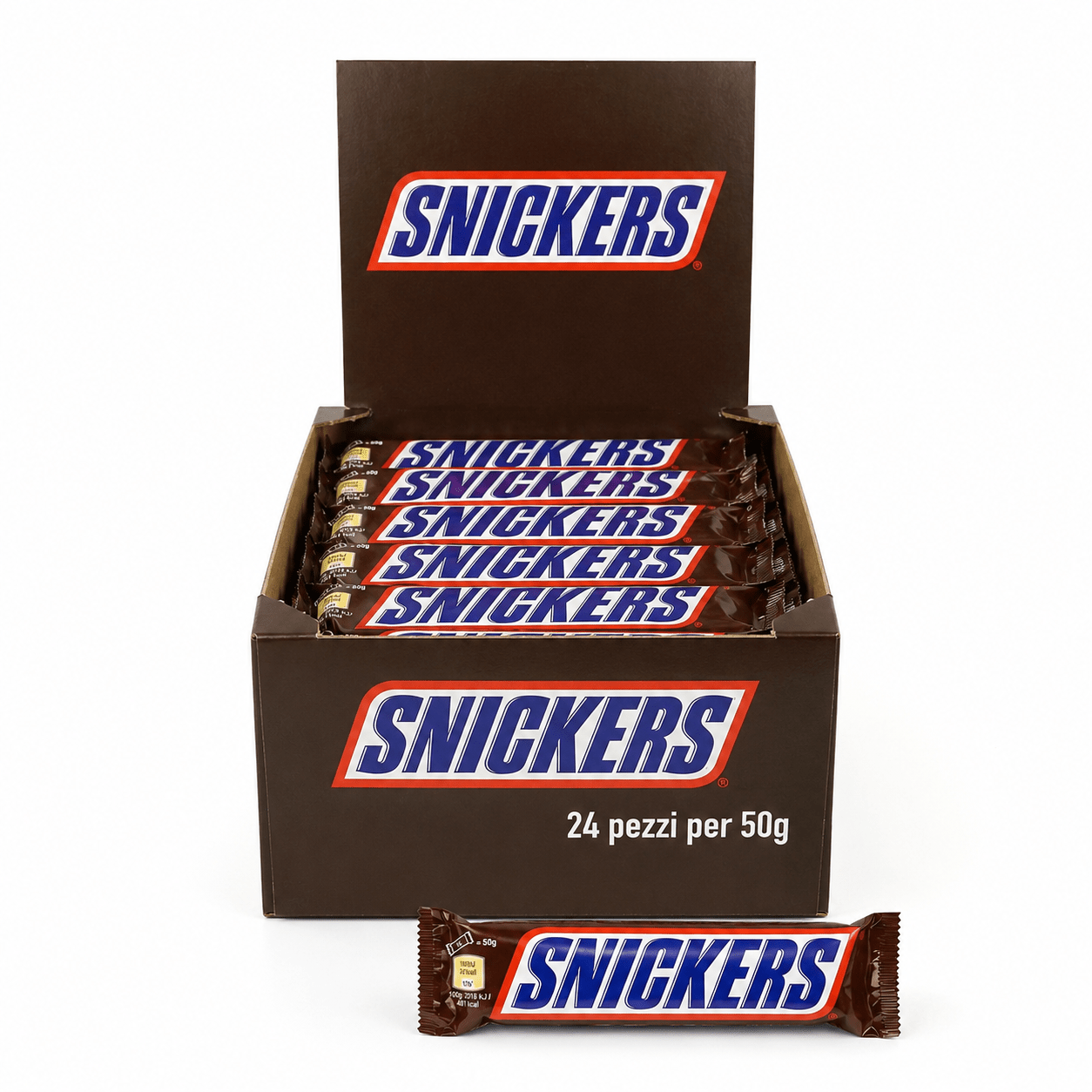 Snickers 24 Pezzi da 50 g – Barrette al Cioccolato con Arachidi e Caramello