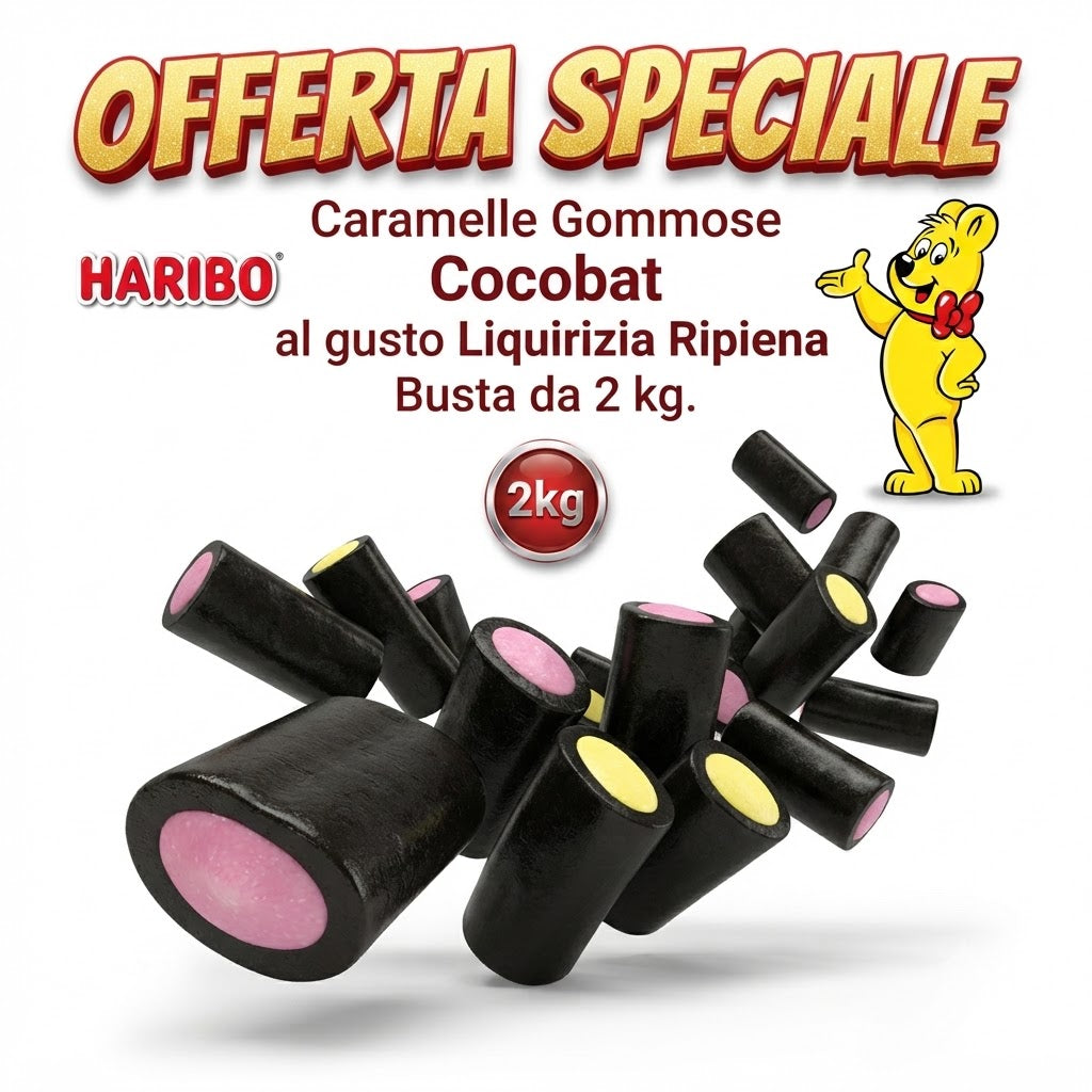 Haribo Cocobat Liquirizia Ripiena – Caramelle Gommose Assortite – Busta da 2 kg