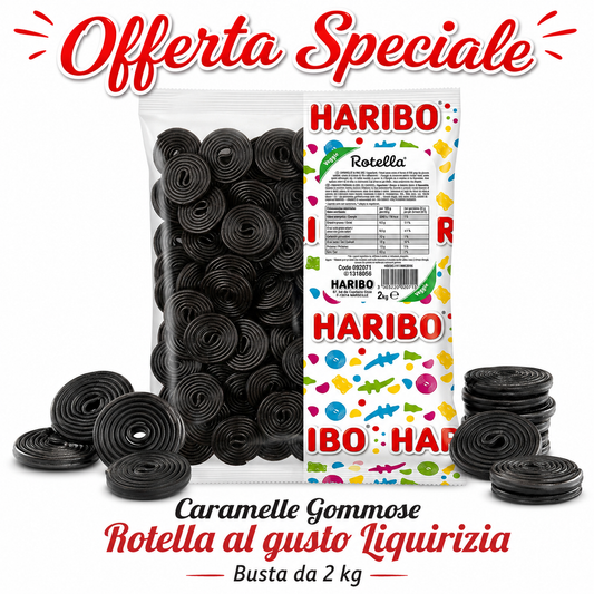 Haribo Rotella Caramelle alla Liquirizia Veggie – Busta da 2 kg