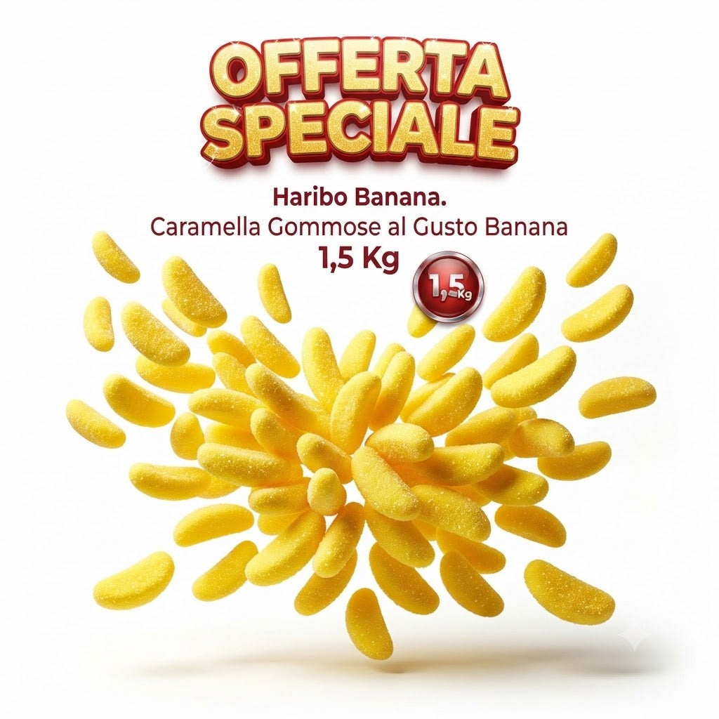 Haribo Banana Caramelle Gommose Zuccherate Gusto Banana – Busta da 1,5 kg (Copia)