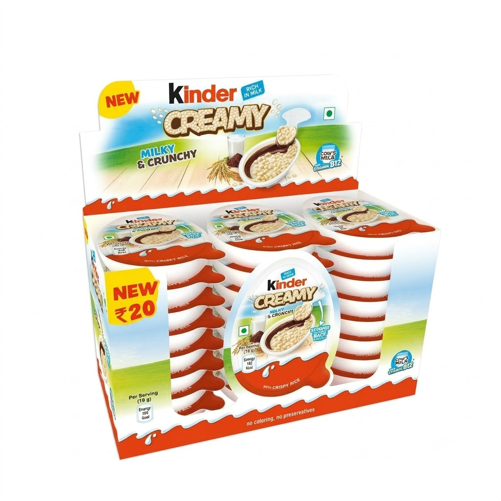 Kinder Creamy Milky & Crunchy con Riso Croccante – 24 Pezzi, 456 g