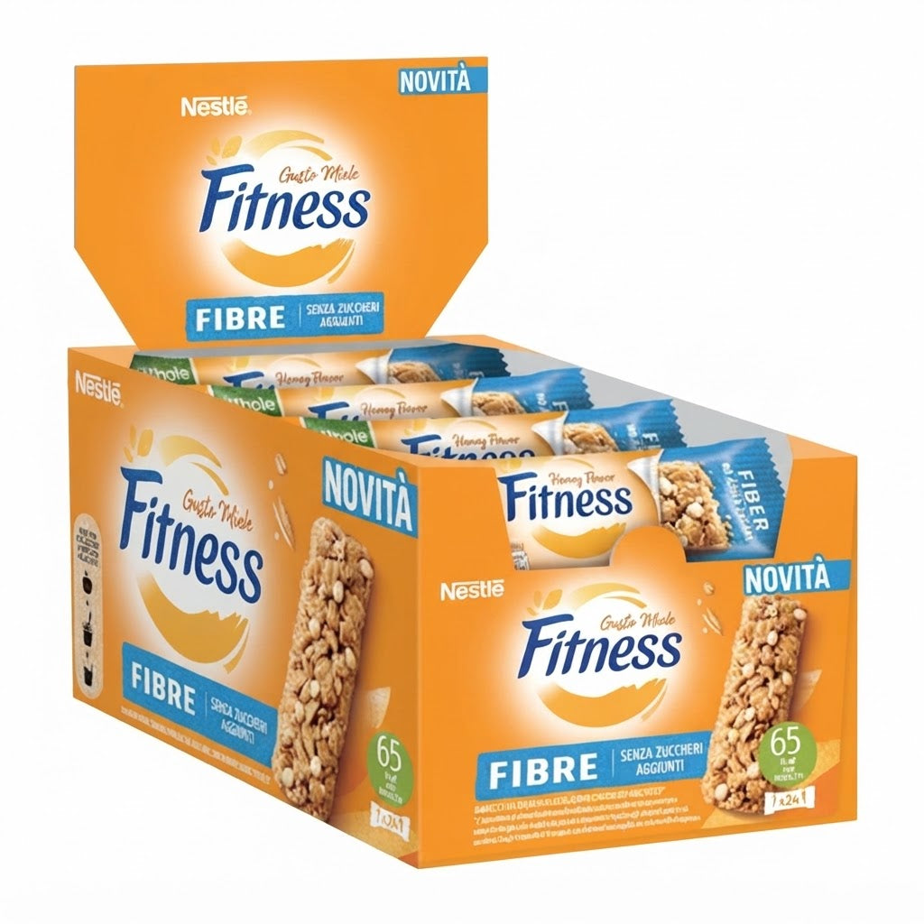 Nestlé Fitness Fibre Gusto Miele – 24 Barrette da 32 g, Cereali Integrali
