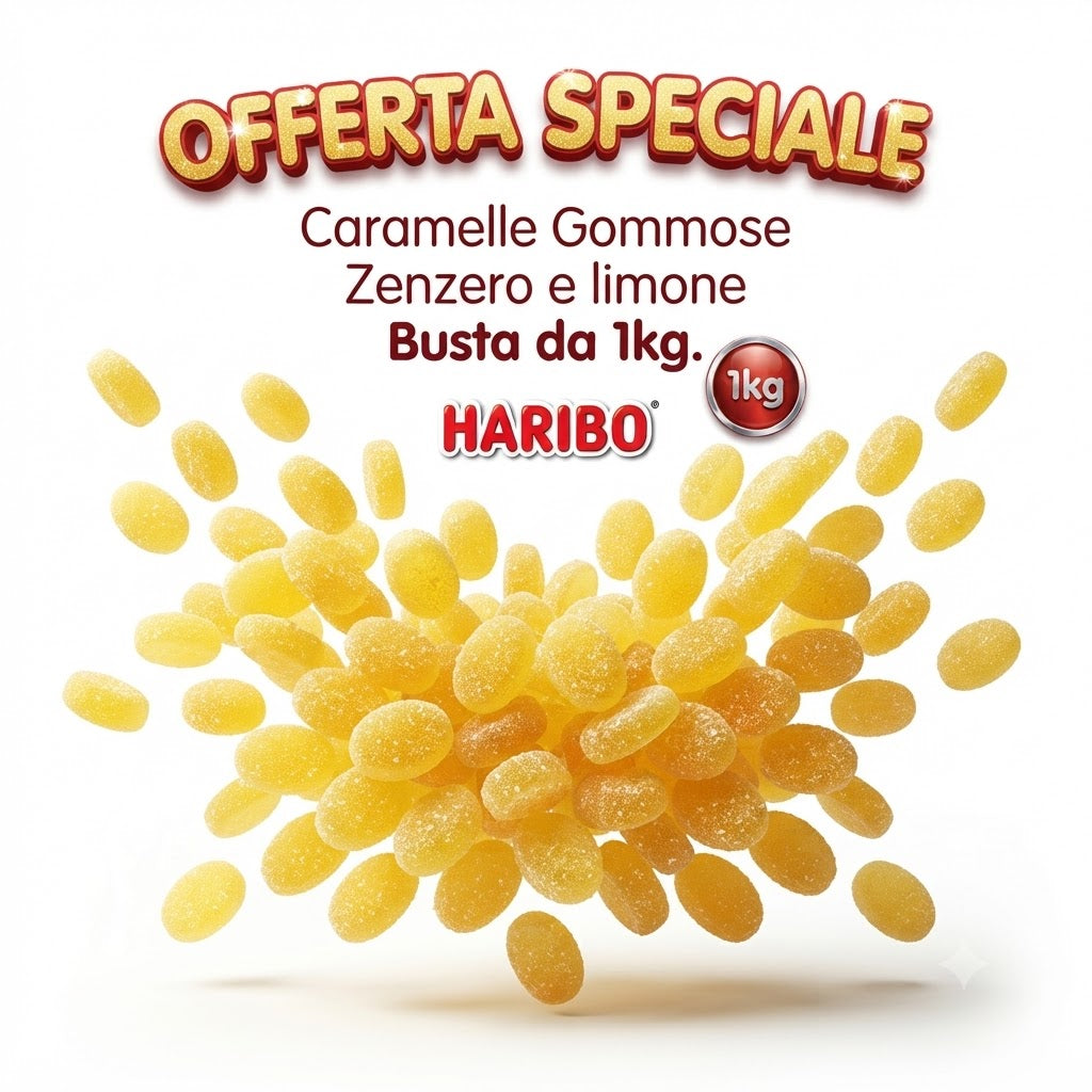 Haribo Zenzero Limone 1 kg – Caramelle Gommose Frizzanti Gusto Zenzero e Limone