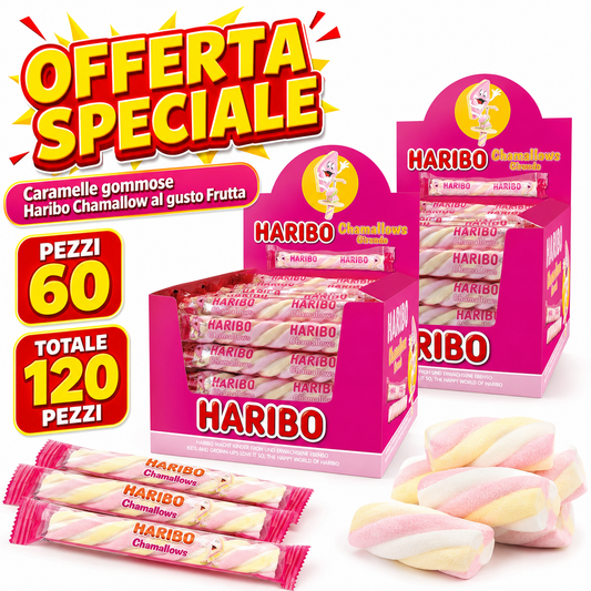 Haribo Chamallows Girondo Marshmallow alla Frutta – 2 Box da 60 Pezzi, Totale 120 Pezzi