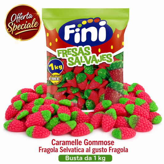Fini Fragola Selvatica Caramelle Gommose alla Fragola – Busta da 1 kg