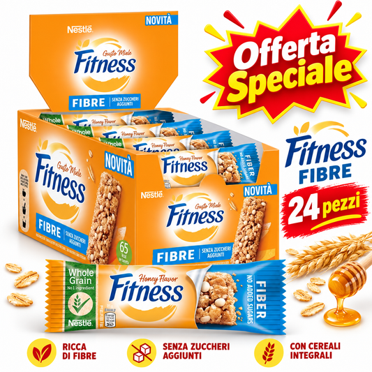 Nestlé Fitness Fibre Gusto Miele – 24 Barrette da 32 g, Cereali Integrali