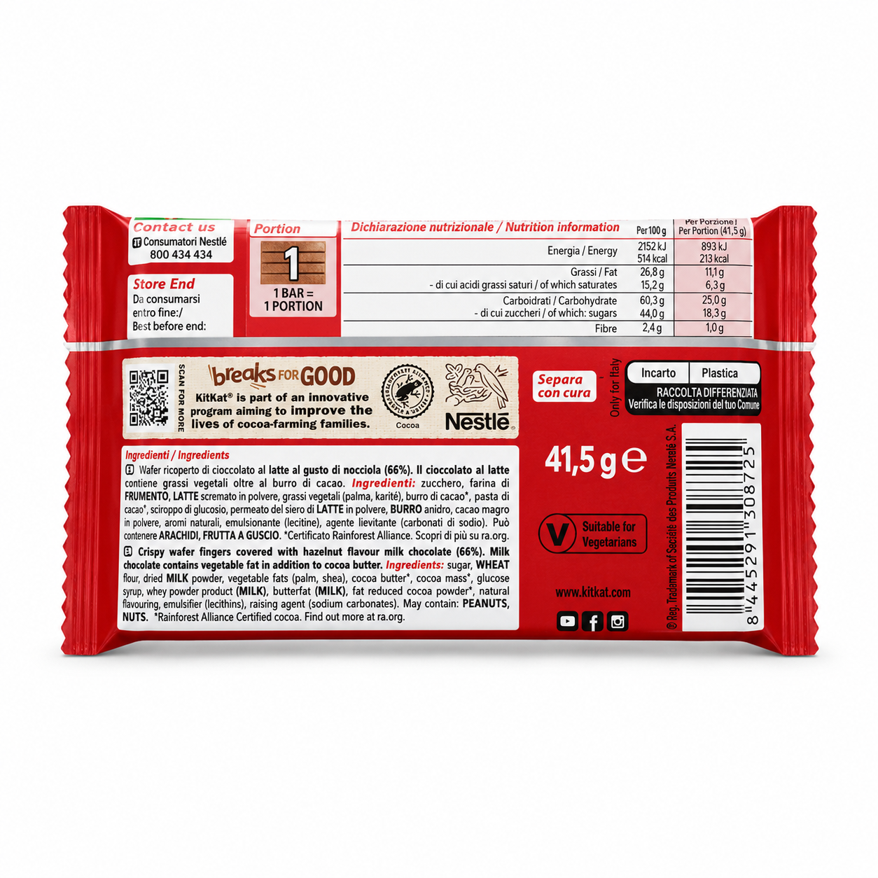 KitKat Classico – Box 24 Confezioni da 41,5 g, Wafer Ricoperto di Cioccolato al Latte