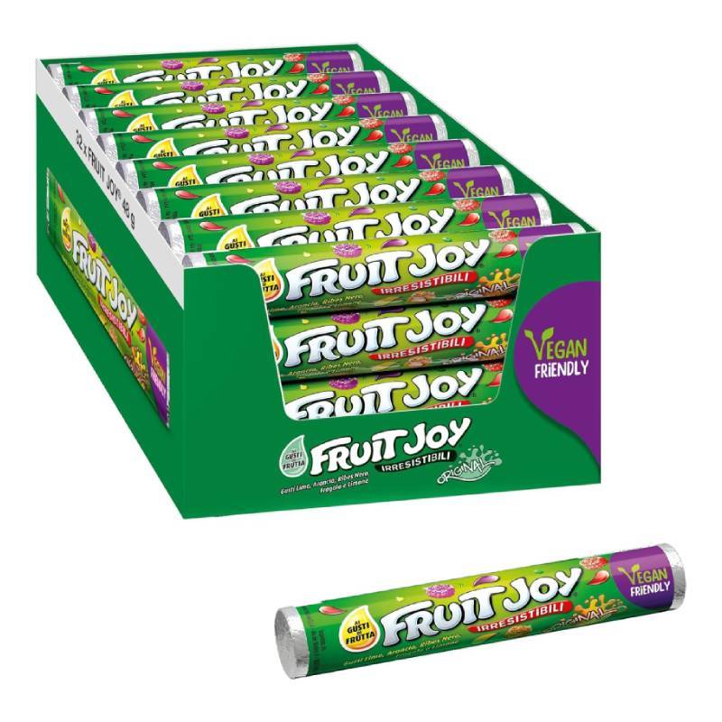Fruit Joy Original Caramelle Gommose Zuccherate Vegan ai Gusti di Frutta – Confezione da 32 Spacchetti