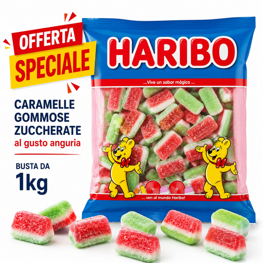 Haribo Anguria Caramelle Gommose Zuccherate Gusto Anguria – Busta da 1 kg