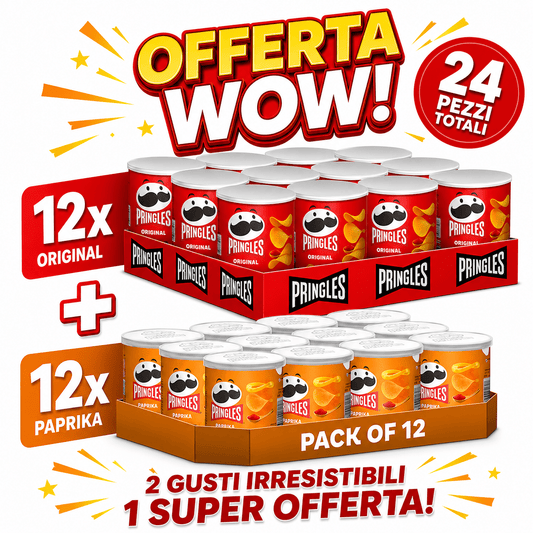 Pringles Original + Paprika – 24 Barattoli da 40 g, Totale 960 g