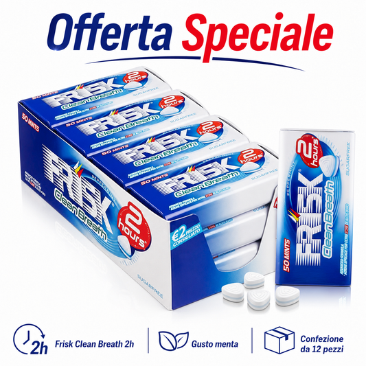 Frisk Clean Breath 2h Gusto Menta – Box da 12 Confezioni da 50 Pastiglie