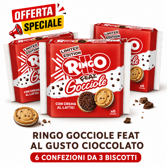 Ringo feat. Gocciole – Biscotti con Gocce di Cioccolato e Crema al Latte Limited Edition 165g