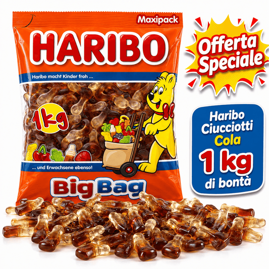 Haribo Ciucciotti Cola Big Bag – Caramelle Gommose alla Cola 1 kg