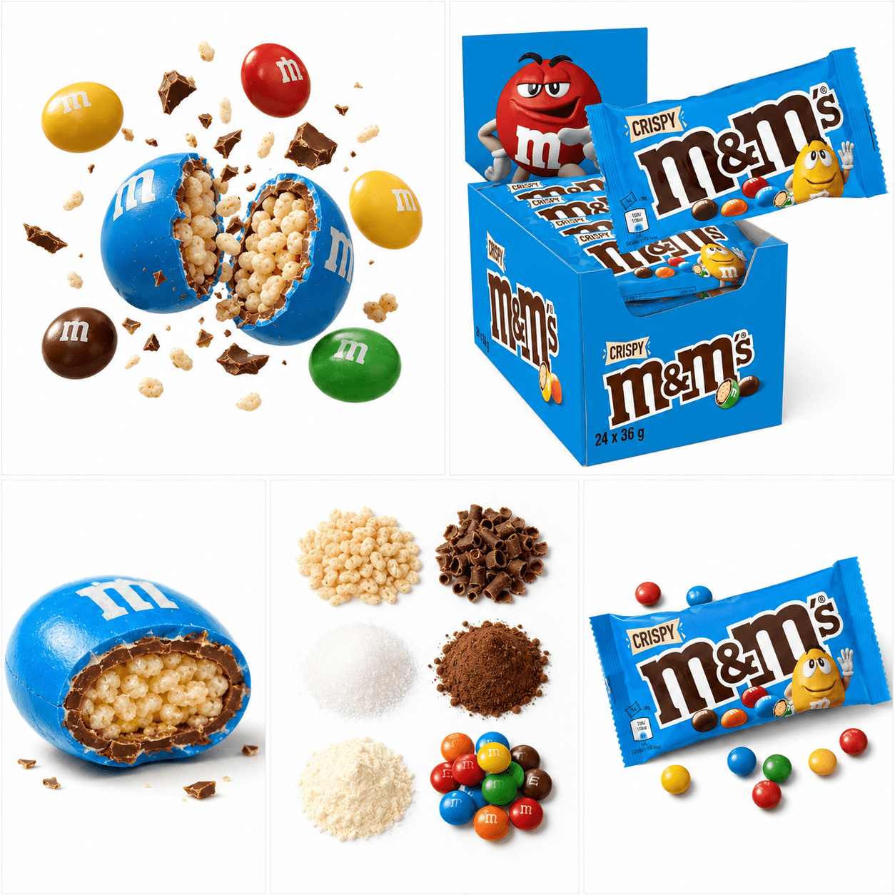 M&M’s Crispy 24 Pezzi – Confetti Croccanti al Cioccolato – 24 Buste da 36 g
