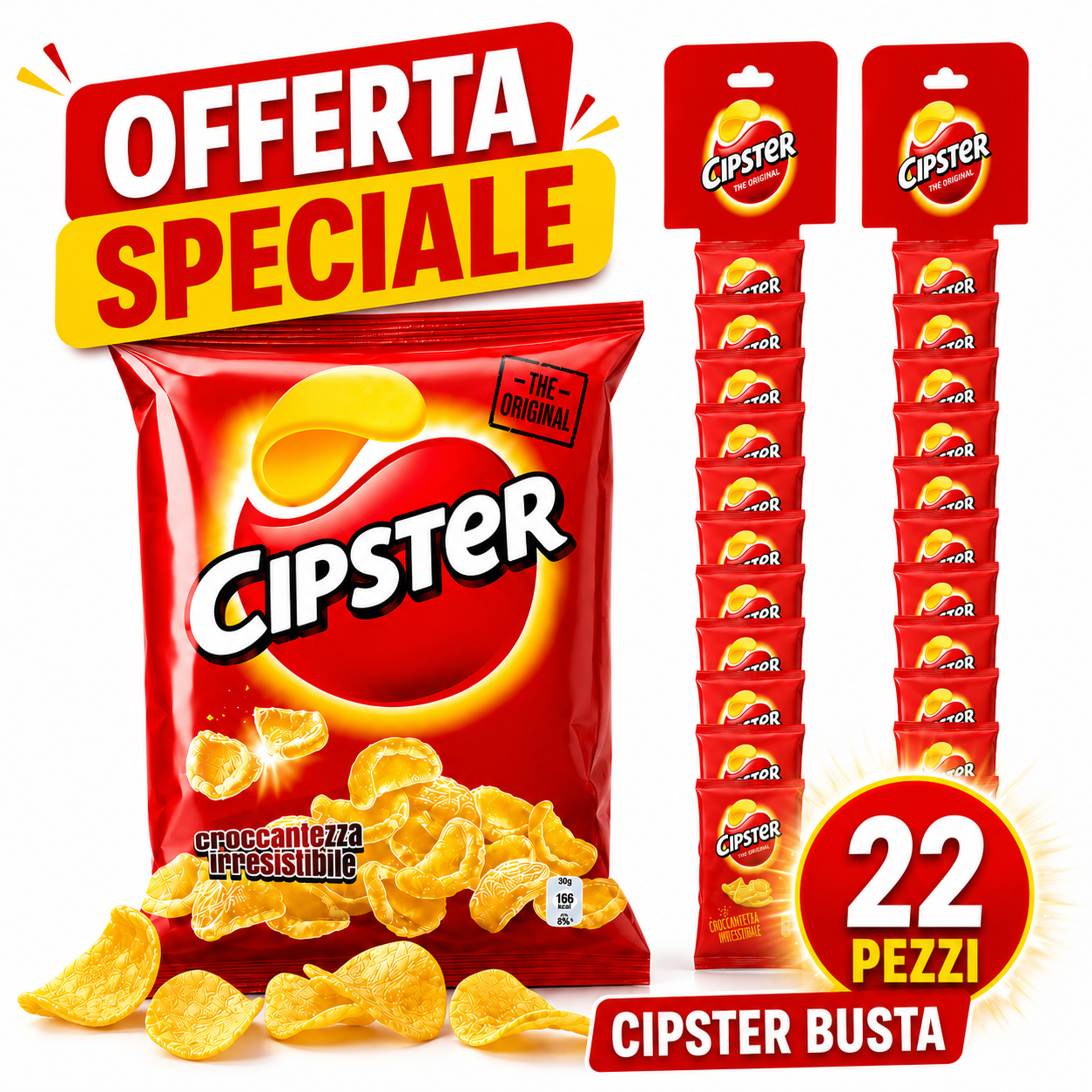 Cipster The Original – 22 Buste | Snack Croccanti di Patate