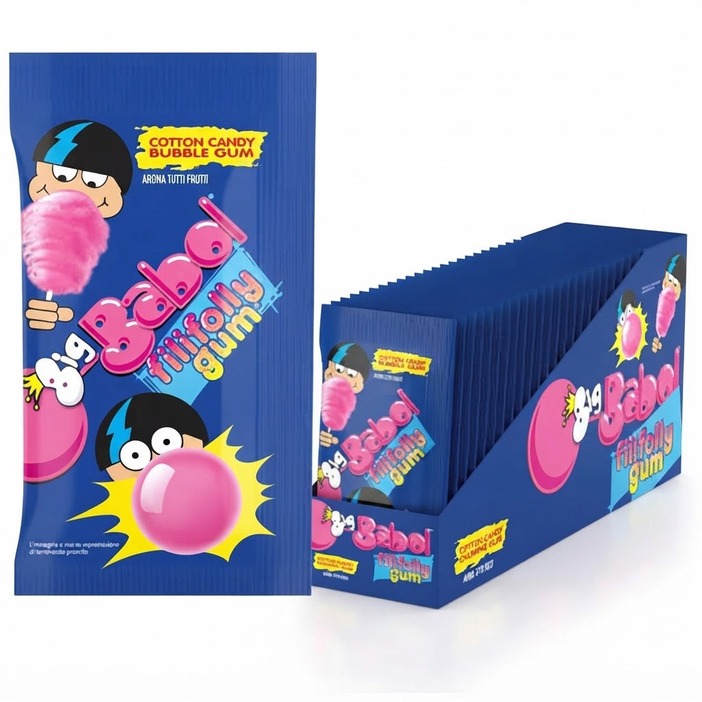 Perfetti Chewing Gum Big Babol Fili Folly Gusto Frutta – Box da 12 Buste