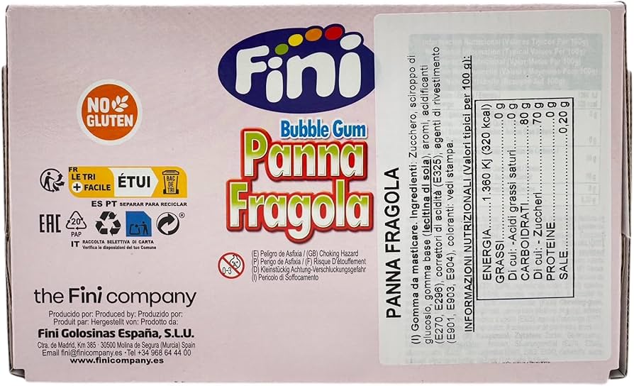Fini Panna e Fragola Bubble Gum Ripiene – Box da 200 Pezzi