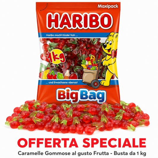 Haribo Ciliegie Caramelle Gommose alla Frutta – Busta da 1 kg
