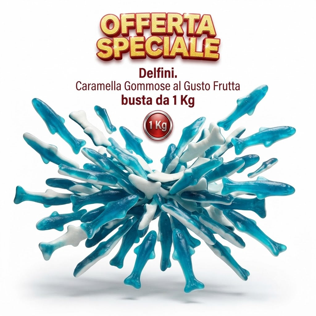 Haribo Delfini Caramelle Gommose alla Frutta – 2 Buste da 1 kg, Totale 2 kg