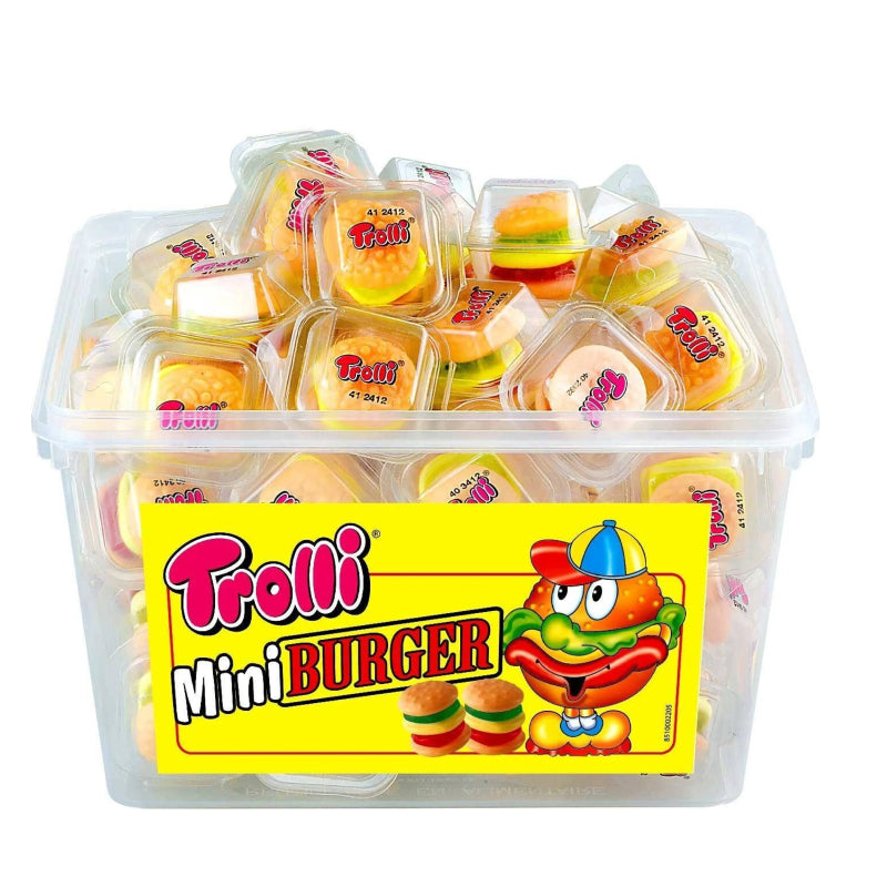 Trolli Party Burger Minis – 2 Barattoli da 60 Pezzi, Totale 120 Pezzi