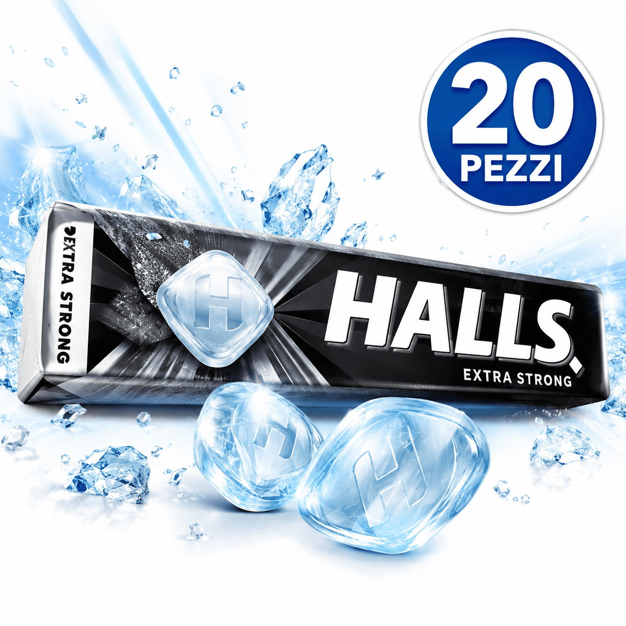 Halls Extra Forte Senza Zucchero – Confezione 20 Stick x 32 g