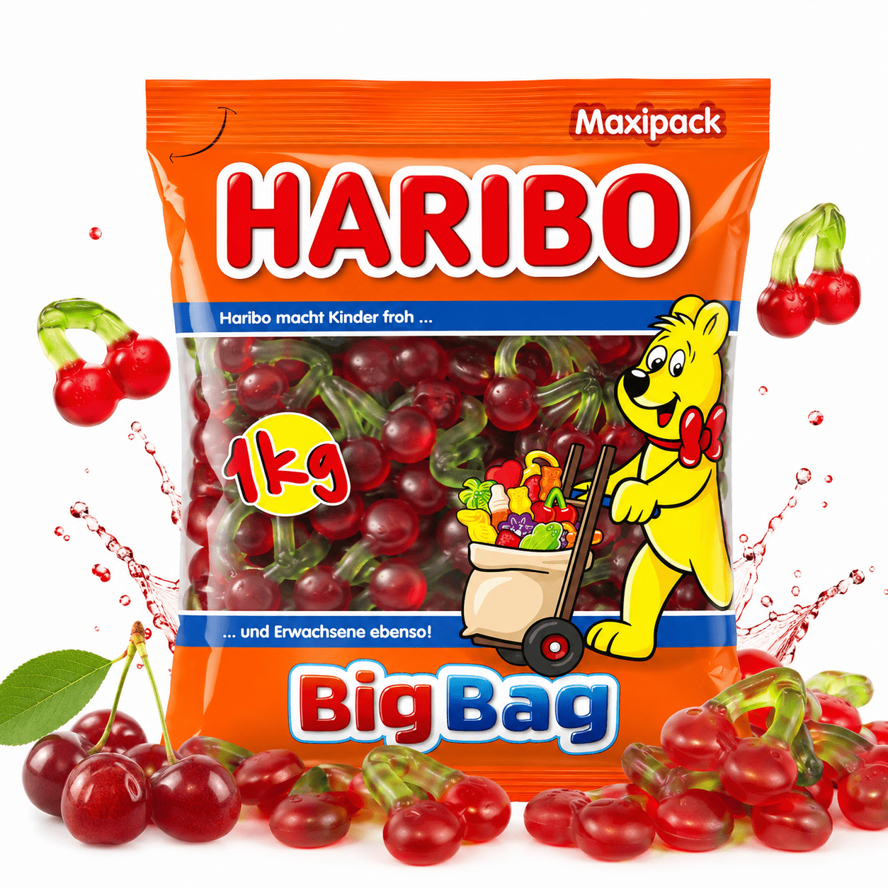 Haribo Ciliegie Caramelle Gommose alla Frutta – Busta da 1 kg