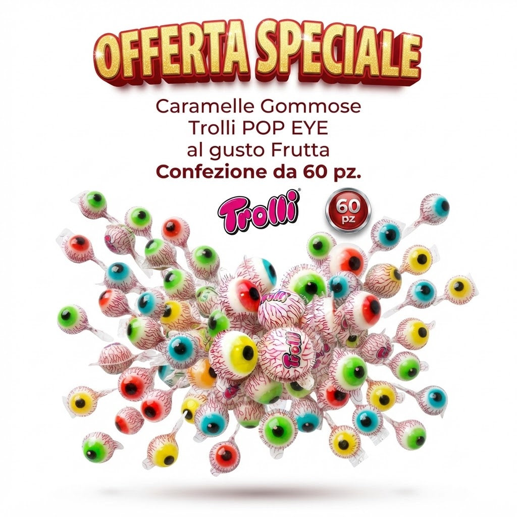 Trolli Pop Eye Caramelle Gommose a Forma di Occhio – 2 Barattoli da 60 Pezzi, Totale 120 Pezzi
