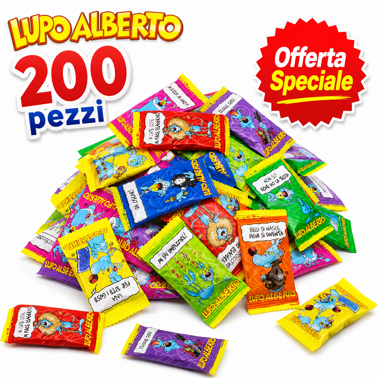 Lupo Alberto Caramelle Gommose Gusto Frutta – Box Espositore 200 Pezzi