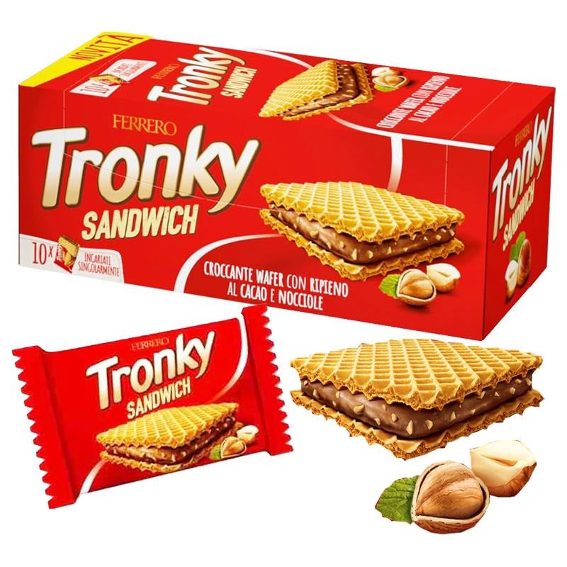 Ferrero Tronky Sandwich Wafer al Cacao e Nocciole – 3 Confezion da10 pezzii, Totale 30 Pezzi