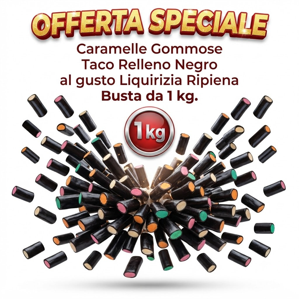 Fini Taco Relleno Negro Liquirizia Ripiena alla Frutta – Busta da 1 kg