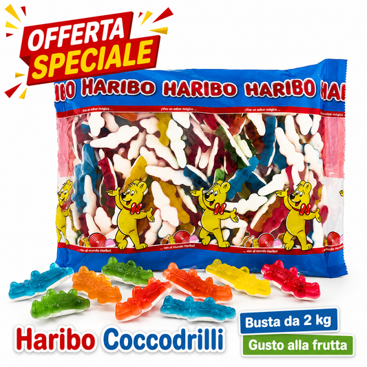 Haribo Coccodrilli – Caramelle Gommose Gusto Frutta Busta da 2 kg