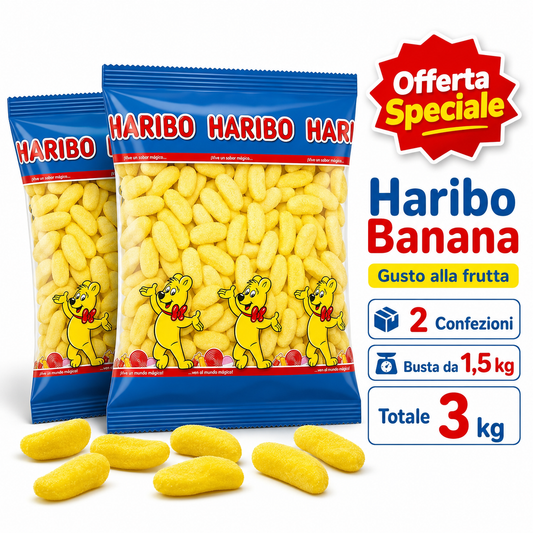Haribo Banana Caramelle Gommose Zuccherate Gusto Banana – Busta da 1,5 kg (Copia)