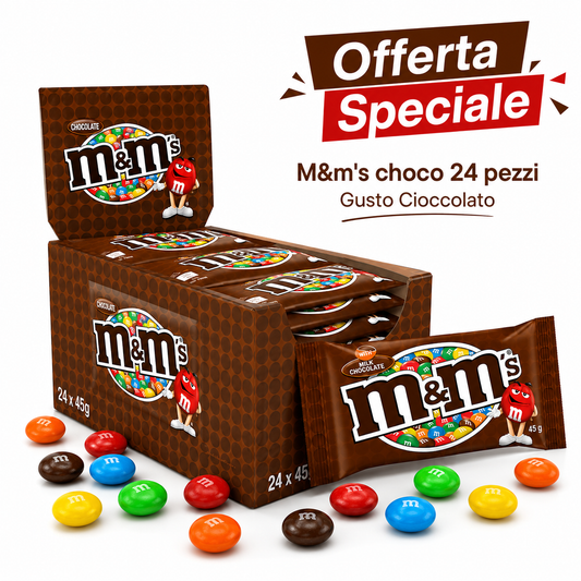 M&M’s Chocolate 24 Pezzi – Confetti di Cioccolato al Latte – 24 Buste da 45 g