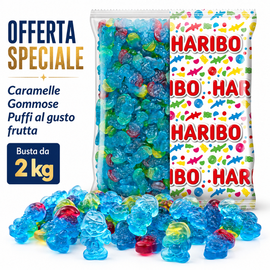 Haribo Puffi Schtroumpfs Caramelle Gommose Gusto Frutta – Busta da 2 kg