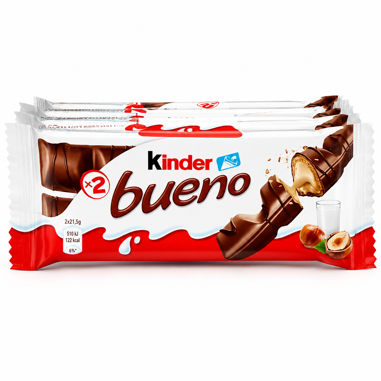Kinder Bueno – Box 30 Packs | Wafer al Cioccolato con Crema alle Nocciole