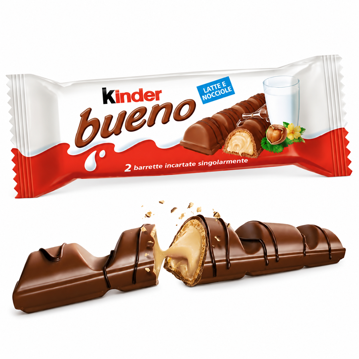 Kinder Bueno – Box 30 Packs | Wafer al Cioccolato con Crema alle Nocciole