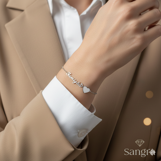 Bracciale Donna "Famiglia" in Acciaio Inossidabile con Cuore – Stile Minimal Chic