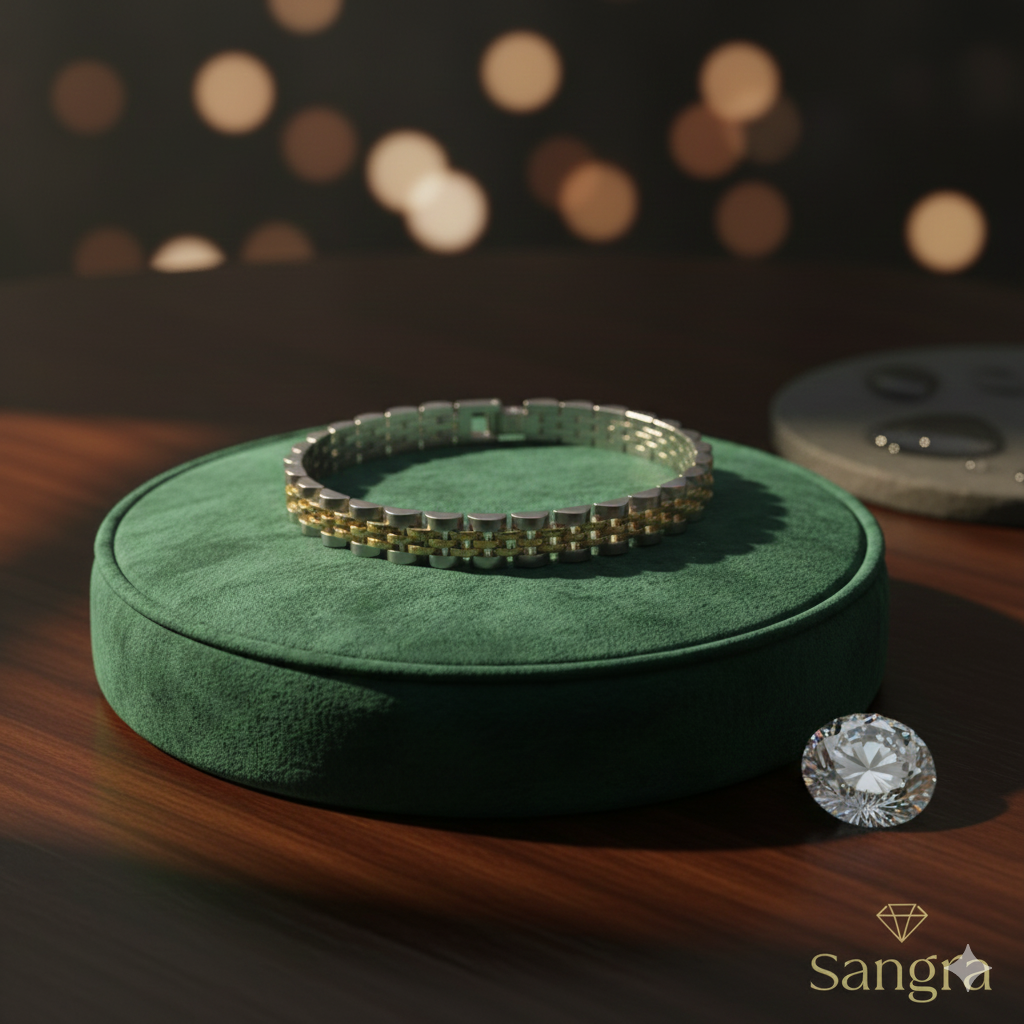 Bracciale Uomo Acciaio Inossidabile - Maglia Orologio Oro e Argento