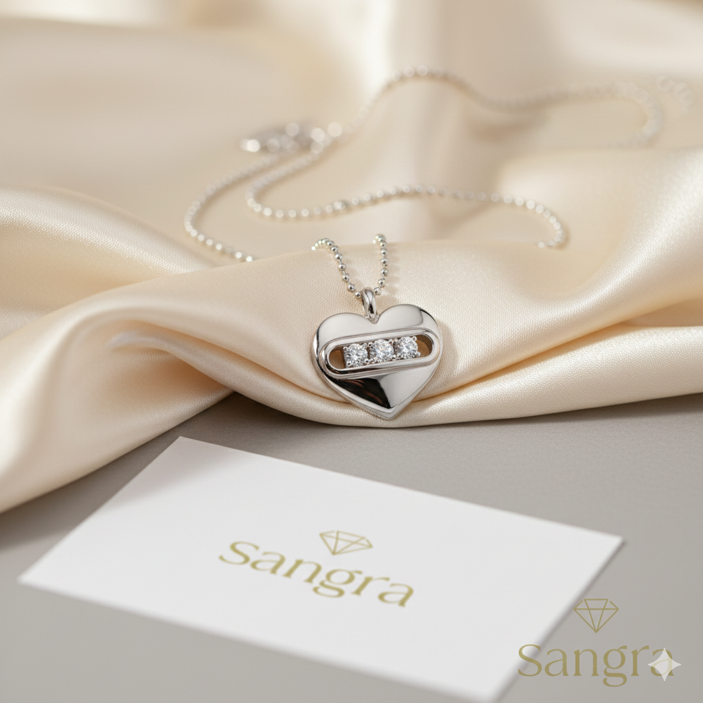 Collana Donna Pendente Cuore in Argento con Zirconi Danzanti - Gioiello Minimalista Chic