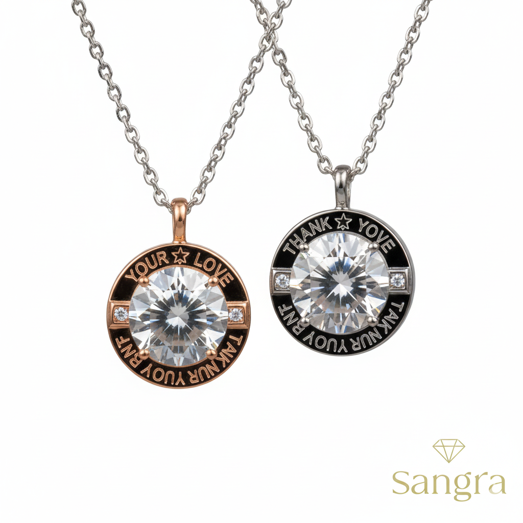 Set 2 Collane Coppia Lui e Lei Oro Rosa e Argento Nero