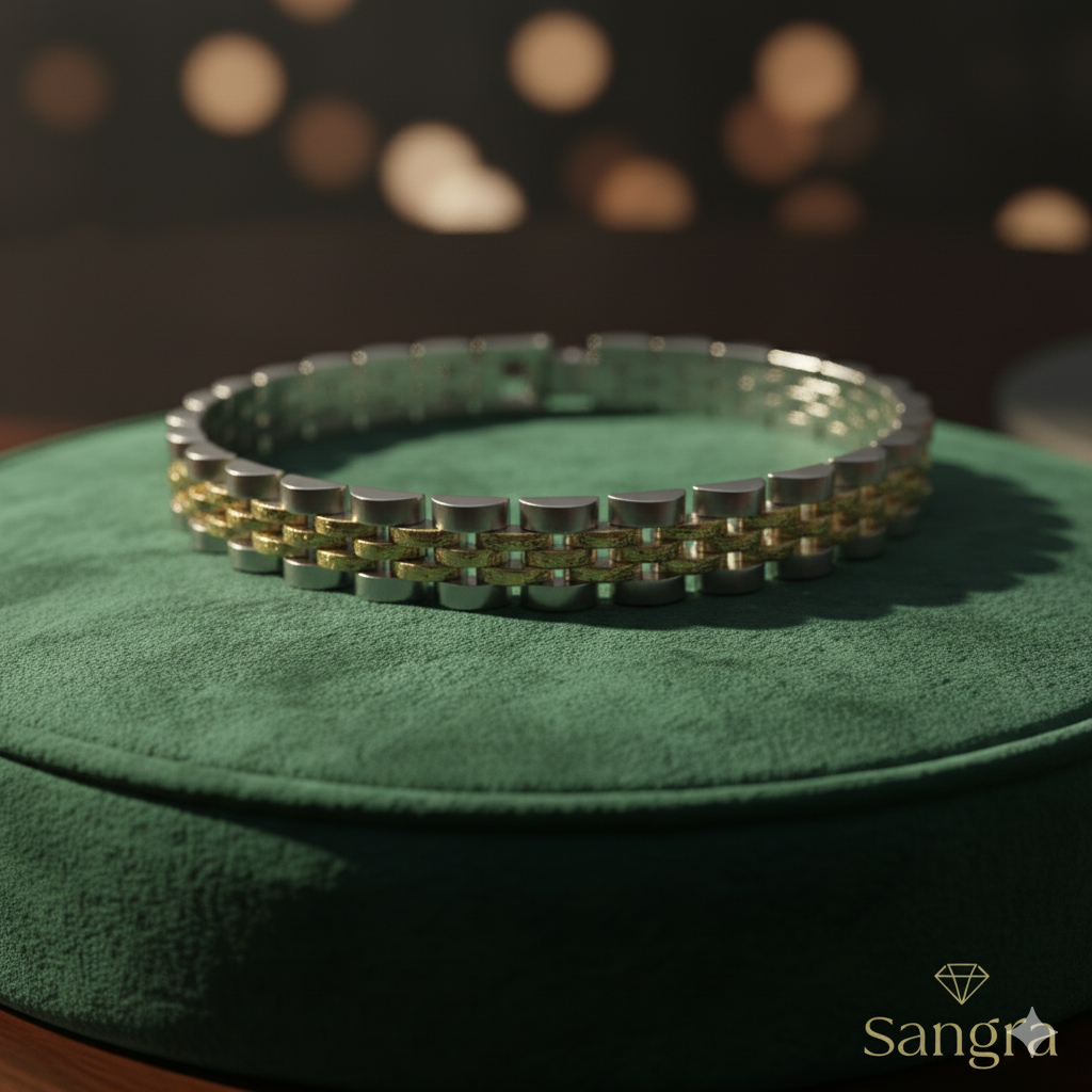 Bracciale Uomo Acciaio Inossidabile - Maglia Orologio Oro e Argento