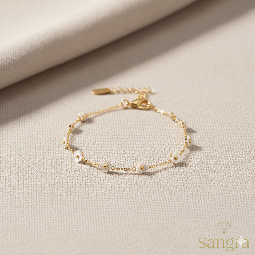 Bracciale Donna Acciaio Inossidabile Station Bracelet Floreale