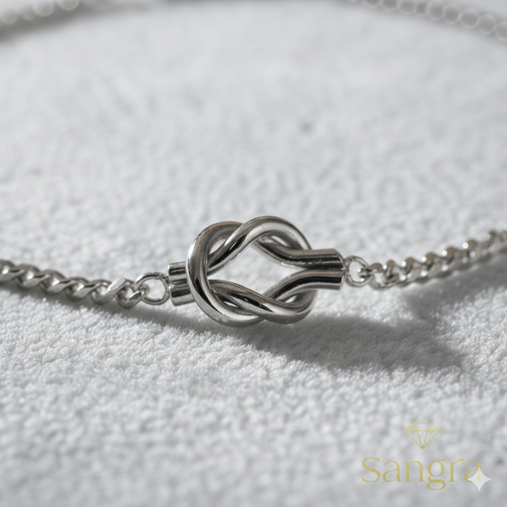 Bracciale Donna Acciaio Inossidabile Maglia Groumette Nodo dell'Amore