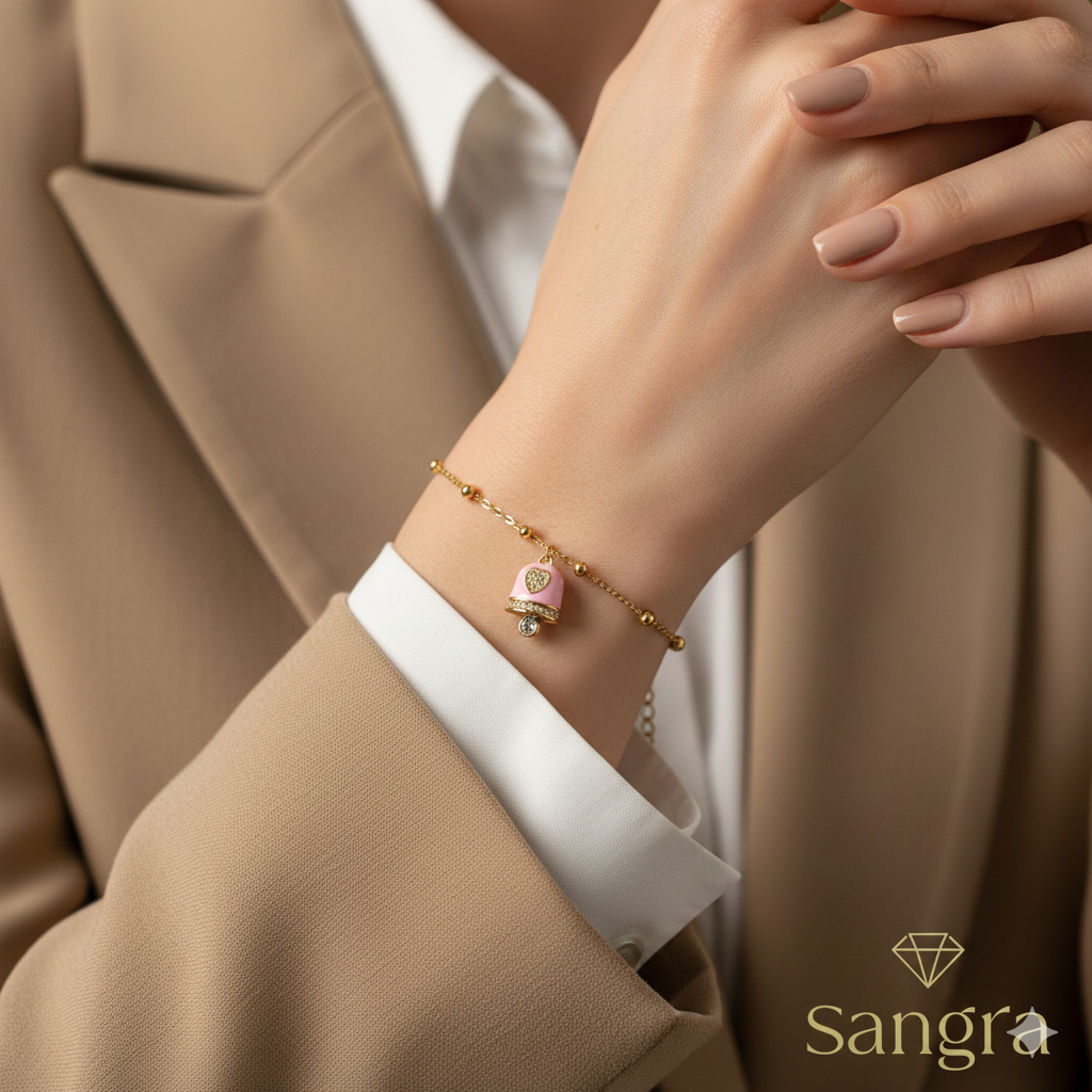 Bracciale Campanella Capri Oro e Smalto Azzurro Turchese