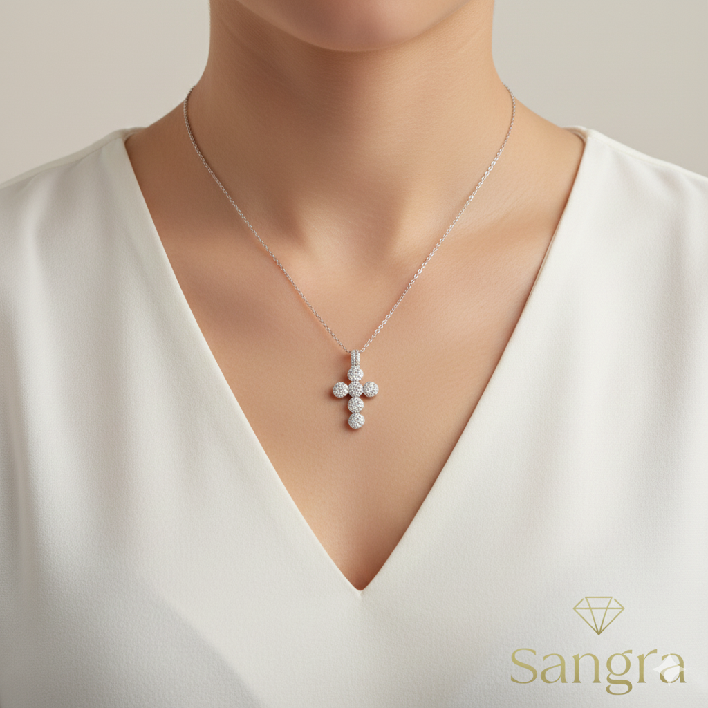 Collana Donna con Croce Lobata in Acciaio Inossidabile